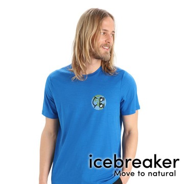【icebreaker】Tech Lite II 男 羊毛圓領 印花短袖上衣 AD150 『湛藍』 戶外 運動 柔軟 舒適 羊毛 吸濕 排汗 抑味 控溫 0A56IL