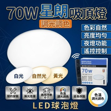 隔日到貨 保固五年 億光 國內大廠 70W吸頂燈 三色調光 星朗吸頂燈 led吸頂燈 臥室燈 房間燈 燈具  客廳燈