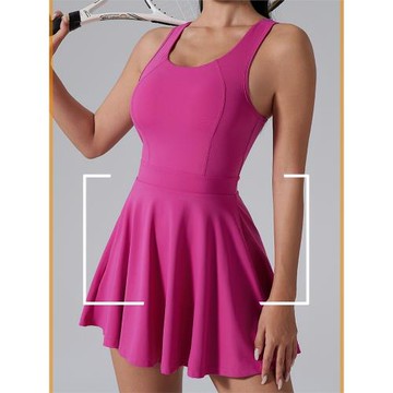 亮色聚攏可拆卸胸墊分體底褲夏運動網球服連衣裙女美背工字高爾夫