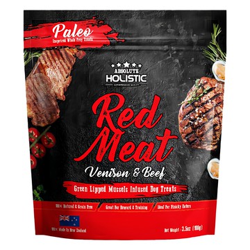 ABSOLUTE HOLISTIC 全齡犬 鮮食肉片  放牧牛 + 放牧鹿 + 綠貽貝 + 牛磺酸  100g  1包