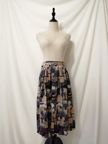 Designer collection 油畫彩繪色塊印花褶襉裙