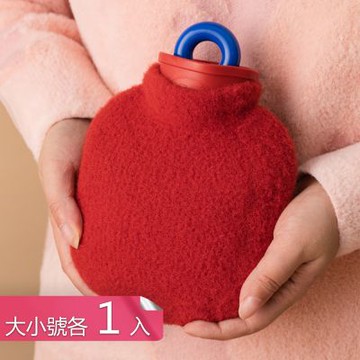 【荷生活】冷熱兩用針織外套格紋暖手袋 密封不漏柔軟親膚注水式熱水袋-大小號各1入組