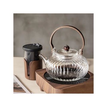 日式耐高溫玻璃茶壺帶過濾 木提梁加厚玻璃泡茶煮茶壺 電陶爐專用