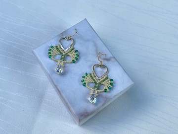 220712 Macrame 南美蠟線 Swarovski  耳環