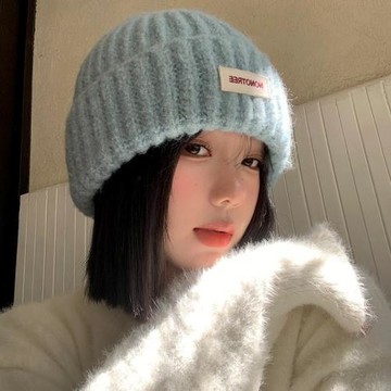 針織毛線帽女加厚大頭圍百搭帽子顯臉小保暖護耳包頭帽春節保暖