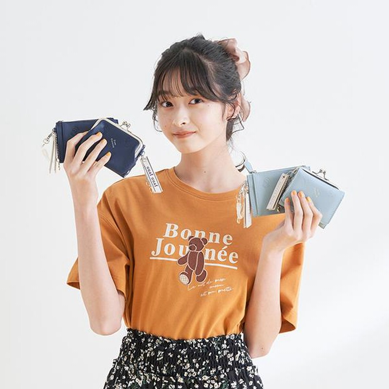 ポンポネットジュニア(pom ponette junior)犬ロゴ総柄ミニ財布