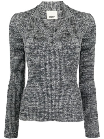 ISABEL MARANT - Zoria knitted top - women - Merino/Polyester/Polyamide/Elastane - 36 - Grey