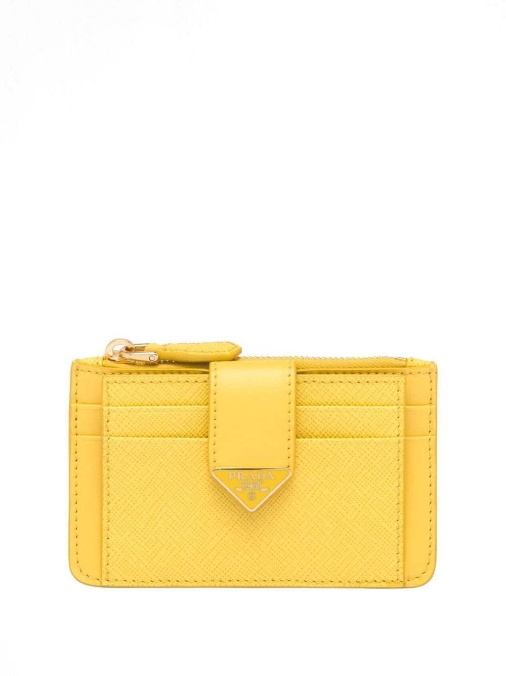 Prada - logo-plaque leather cardholder - women - Leather - One Size - Yellow