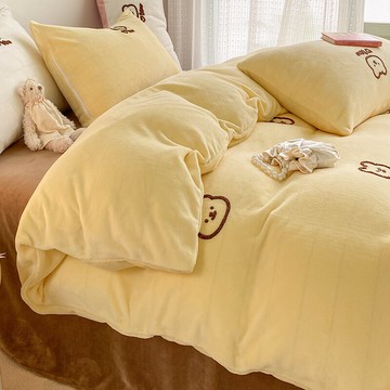 冬季雙面加厚法萊牛奶絨床上四件套加絨床品法蘭珊瑚絨面床單被套