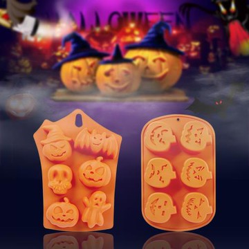 萬圣節南瓜幽靈硅膠模具骷髏頭果凍布丁巧克力慕斯蛋糕烘焙磨具