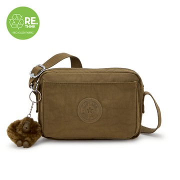 卡其綠前後加寬收納側背包-ABANU