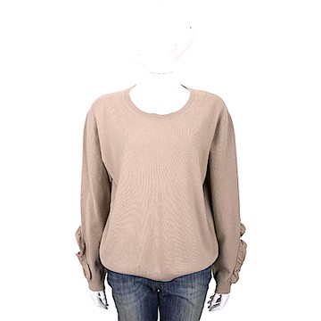 ALLUDE 喀什米爾荷葉細節大地棕針織羊毛衫