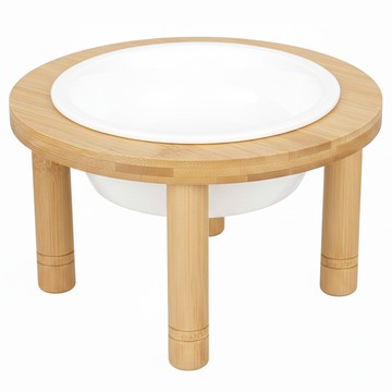 Catfeet 竹製高腳單碗 小陶瓷碗 16.2cm*8.8cm  木架 + 白碗  1個