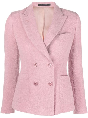 Tagliatore - Coral double-breasted blazer - women - Virgin Wool/Polyamide/Cupro - 42 - Pink