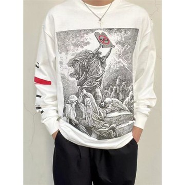 af  聯名天使法典印花長袖衛衣 高街圓領休閑套頭衫潮