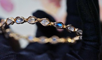 純手工製作進口14K包金繞線重工滿月光石手鐲