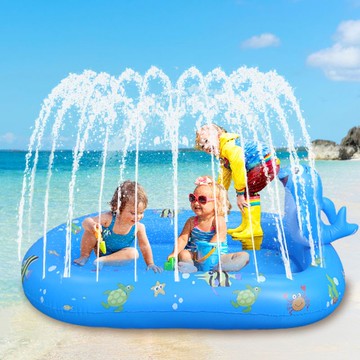 【免運/可開票】 游泳池 游泳桶 充氣遊泳池 嬰兒充氣海豚噴水池嬰幼兒園戶外游泳池家用寶寶海洋球池兒童小孩