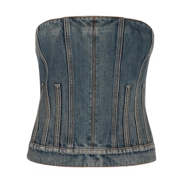 Alexander Mcqueen - Blue Distressed Denim Bustier