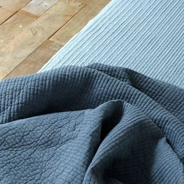 Nubile 高溫煮洗條紋絎縫顏料染60支純棉細布床罩  SS (110 x 200 cm)  海軍藍