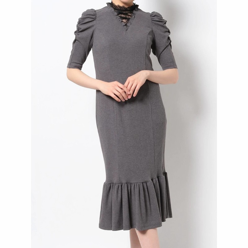 公式 Eatme イートミー Frontレースアップリブワンピース 通販 Lineポイント最大get Lineショッピング