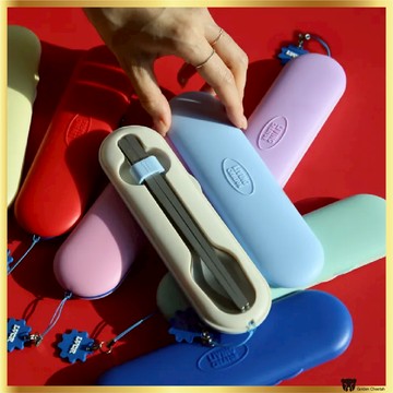 LIVINGCREATOR'LICLERY' 超薄便攜勺筷套裝帶盒鑰匙圈 8 色 | 靜音無響餐具 SUS304 不銹鋼