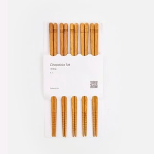 艾禮思原木筷x5入 線條原色