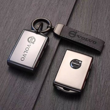 【台灣出貨】 VOLVO富豪木紋皮革鑰匙套 鑰匙圈XC60 S60XC40 XC90 S90 V90高檔閤金鑰匙圈扣環