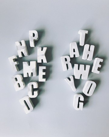 灰與白-暈染英文字母/水泥灰字母,交換禮物/情人節禮物LOVE