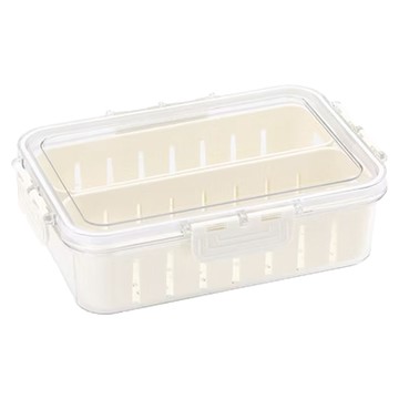 生活采家 手提加厚分格瀝水保鮮盒 扁款2分格 耐溫-20℃~60℃  24 x 17 x 7cm 417g 1.3L  1個  1個容器 + 1個蓋子 + 1個分格