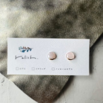 【再次販售】適合上班配戴 小巧天然石 深層玫瑰石英 金繼工藝 無耳洞耳夾式耳環 鍍金 粉色 迷你 簡約 禮物