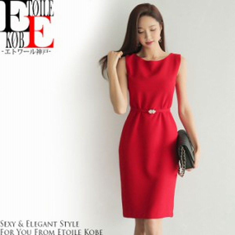 シンプルスタイル スレンダーノースリーブ 膝丈ワンピース 赤 代 30代 40代 50代 おしゃれ レディース 韓国 ファッション 通販 Lineポイント最大5 0 Get Lineショッピング