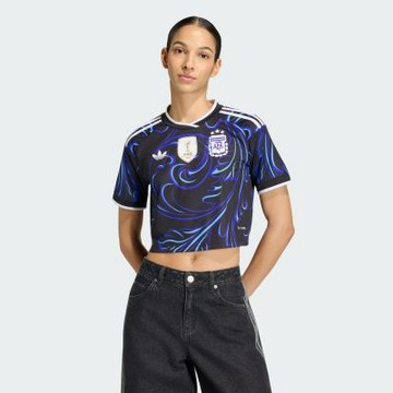 【adidas 愛迪達】世界盃 阿根廷 客場球迷版 短版短袖球衣  吸濕排汗 女 KE5984