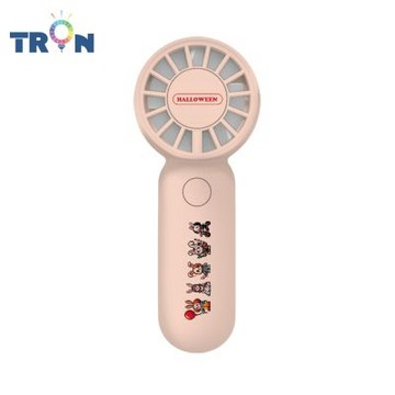 TRON 迷你手持風扇 粉色 復古點陣 三檔風速 防丟掛繩 充電風扇
