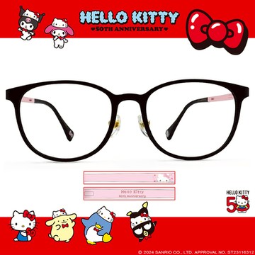 HELLO KITTY▪︎50週年｜眼中的未來 方框眼鏡｜霧面黑
