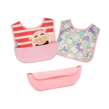 【MARCUS&MARCUS】動物樂園3合1大口袋旅行圍兜-粉紅豬