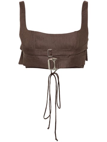 MANURI - Pimmy buckle-fastening corset - women - Linen/Flax - S - Brown