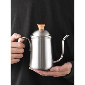 304不銹鋼木柄手沖壺細口長嘴咖啡沖泡壺戶外野餐明火燒水壺650ml