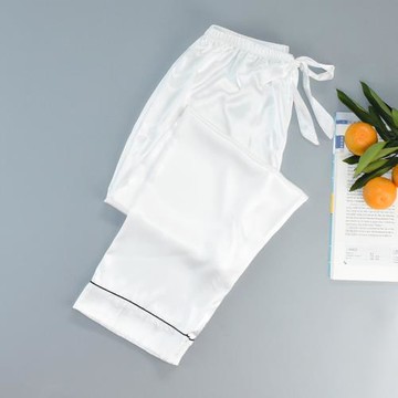 睡褲女夏季絲綢單條睡褲女長褲薄款純色寬松加大碼冰絲家居褲秋