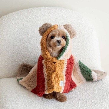 【預購】韓系舒絨寵物斗篷 ( S ) 極地白