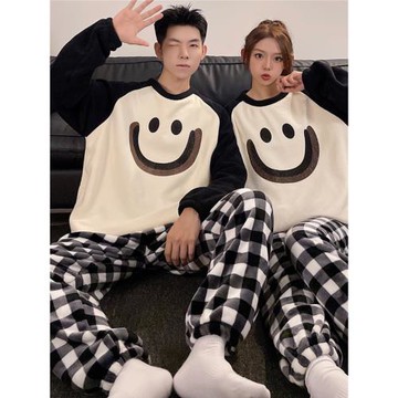 冬款珊瑚絨情侶睡衣女加厚加絨秋冬季天法蘭絨大碼男士家居服套裝