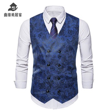 2025秋冬季新款男士花色坎肩馬夾外套時尚雙排扣 休閑馬甲男Q9/15