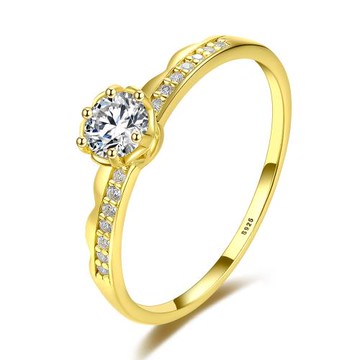 【ANGEL】復古金色浪漫花冠鋯石戒指(金色)