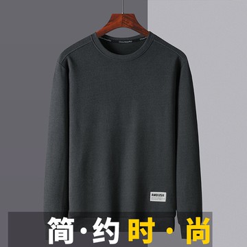 套頭衛衣男秋季2021新款圓領寬松百搭上衣中年爸爸裝春秋衛衣外穿