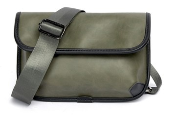 FINDSENSE X 男士瘋馬pu小包包百搭男女新款斜挎小方包