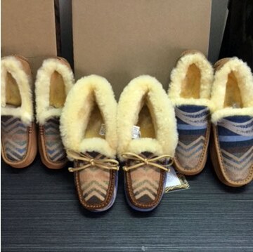 現貨+預購 豆豆鞋 羊毛絨平底鞋(單雙)-塗鴉雪地情侶款真皮女鞋子3色72o2【獨家進口】【米蘭精品】