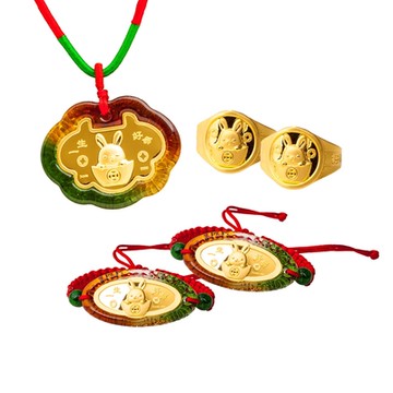 J code 真愛密碼金飾 旺財兔黃金彌月禮盒-0.3錢