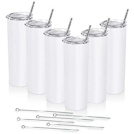 Pack Skinny Travel Tumblers, Stainless Steel Skinny Tumblers with Lid and Straw, Double Wall Insulated Tumblers, 20 Oz Slim Water Tumbler 並行輸入品