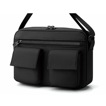 【品樂．BAO】定邦。多層拉鏈雙口袋肩背斜背包(黑色)