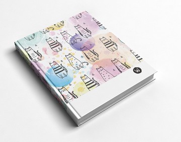 洛可可草莓WELKIN手創_手工書/筆記本/手帳-繽紛泡泡手繪貓咪