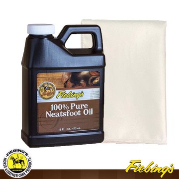 【鞋之潔】美國菲繽FIEBING100%純牛腳油 16盎司 贈超細纖維拋光布 皮革保養